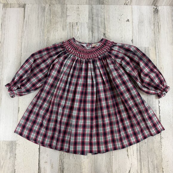 The Beaufort Bonnet Company Long Sleeve Sandy Smocked Dress Girls Sz 3T Holiday
